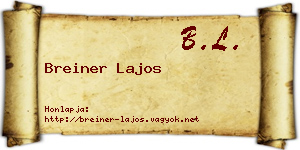 Breiner Lajos névjegykártya